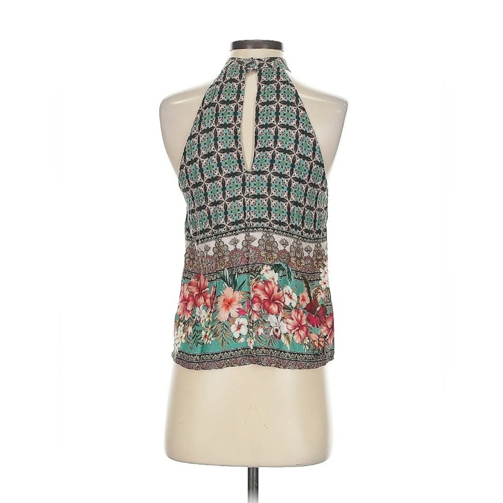 RARE Vintage 90s Farm Rio Brasil Tropical Batik Halter Top S Key Hole Floral - Picture 2 of 10